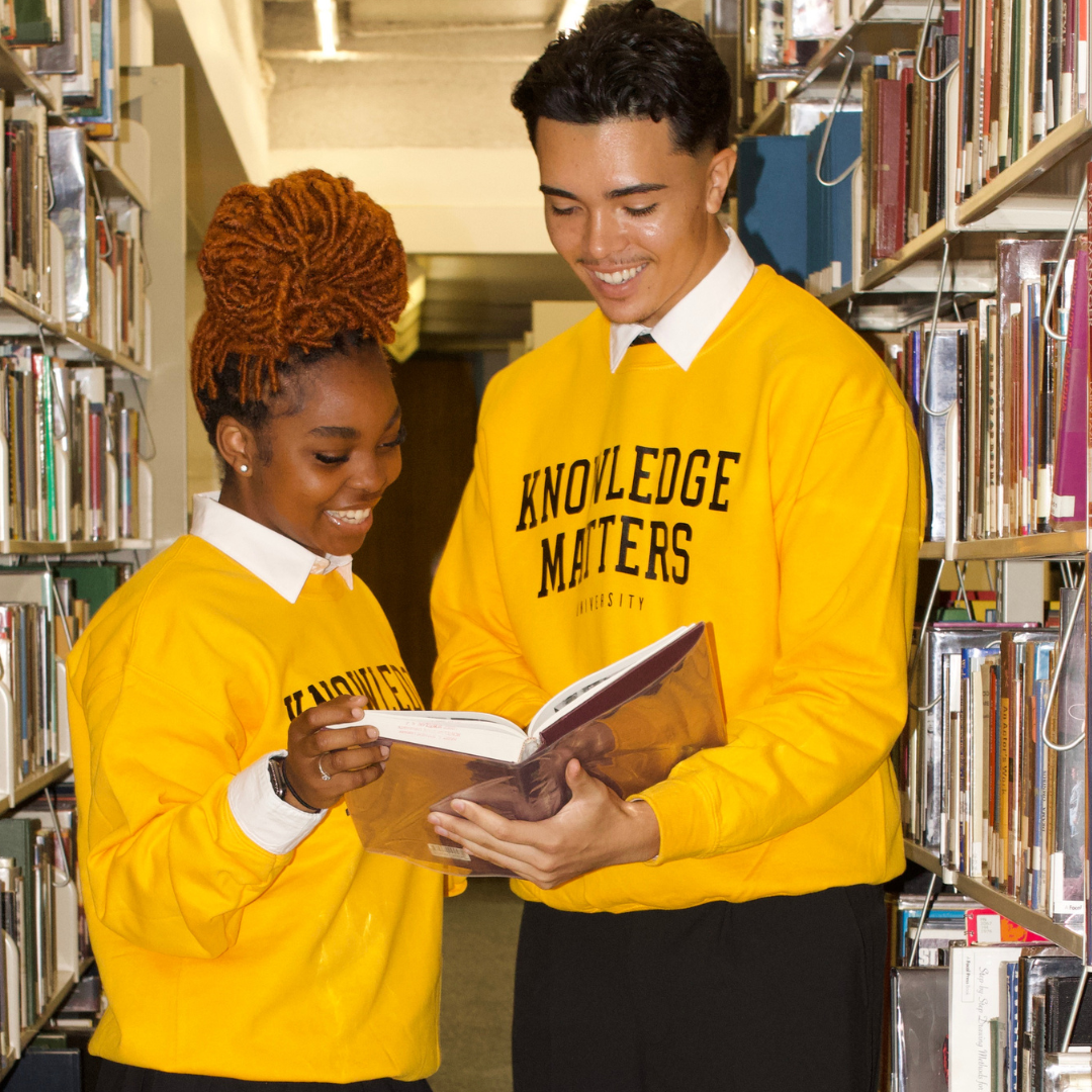 "Knowledge Matters" Gold Sweatshirt with (Black Print)